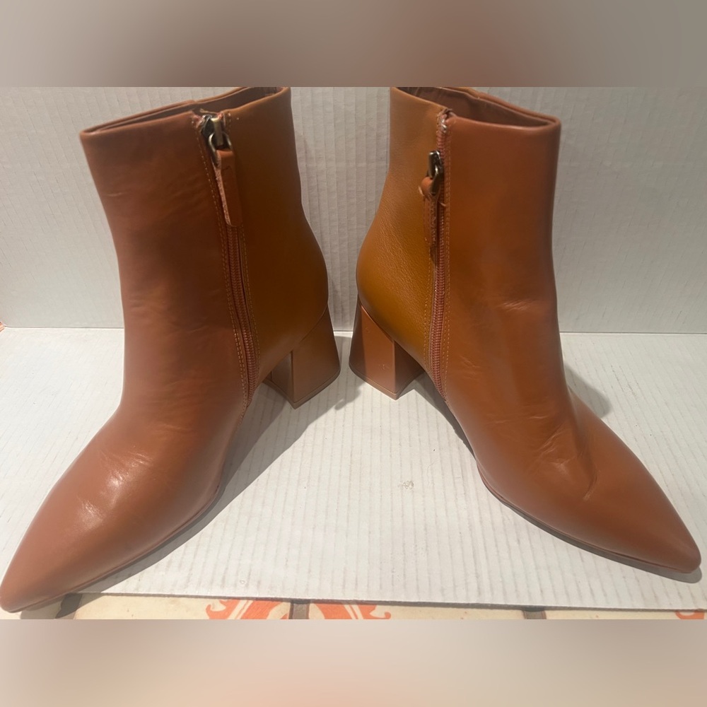 AEROSOLES Irma Booties Cognac Leather Women’s Size 7.5 US Comfort Insoles NEW! - Picture 5 of 13